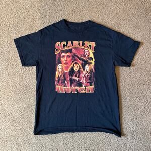 Vintage Scarlet Witch Wanda Maximoff Graphic Tee Black Size Small 18" Pit-to-Pit